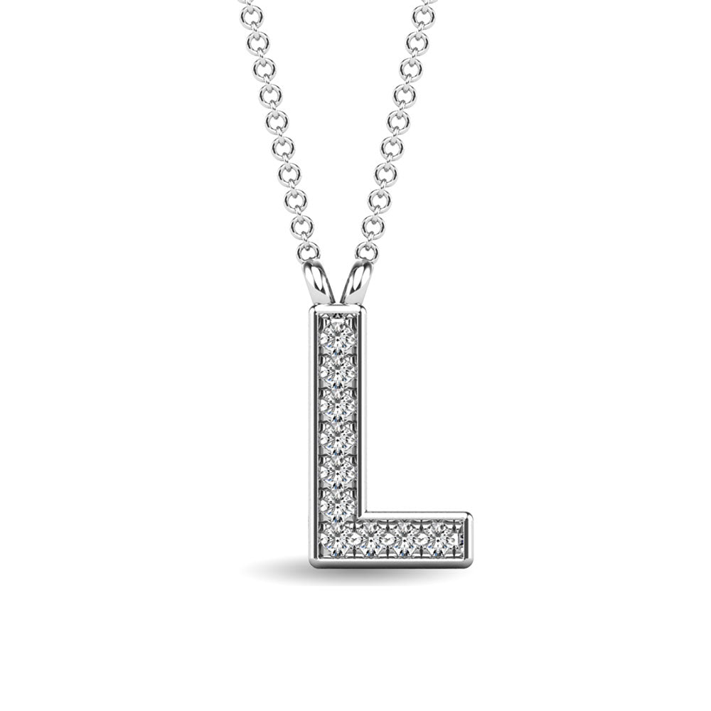 Diamond 1/20 Ct.Tw. Letter L Pendant in 10K White Gold&quot;&quot;