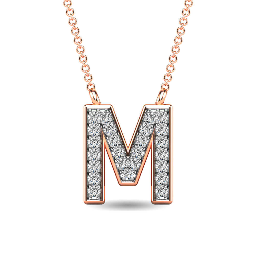 Diamond 1/20 Ct.Tw. Letter M Pendant in 10K Rose Gold&quot;&quot;