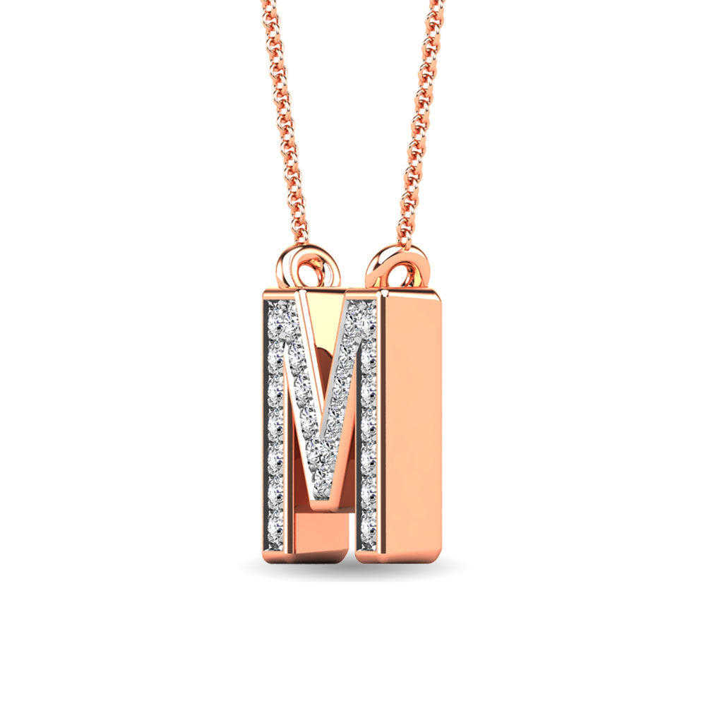 Diamond 1/20 Ct.Tw. Letter M Pendant in 10K Rose Gold&quot;&quot;