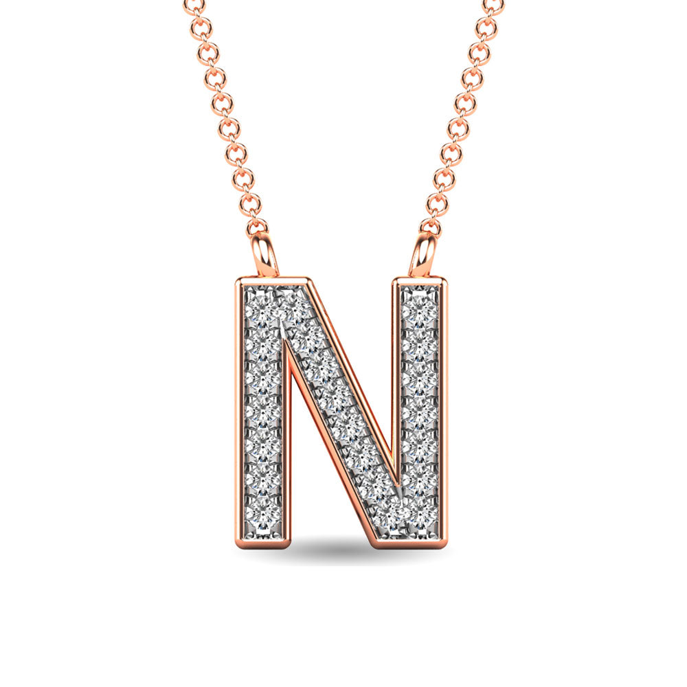 Diamond 1/20 Ct.Tw. Letter N Pendant in 10K Rose Gold&quot;&quot;