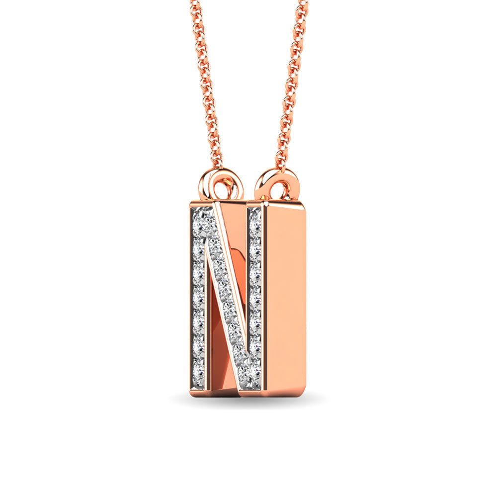 Diamond 1/20 Ct.Tw. Letter N Pendant in 10K Rose Gold&quot;&quot;