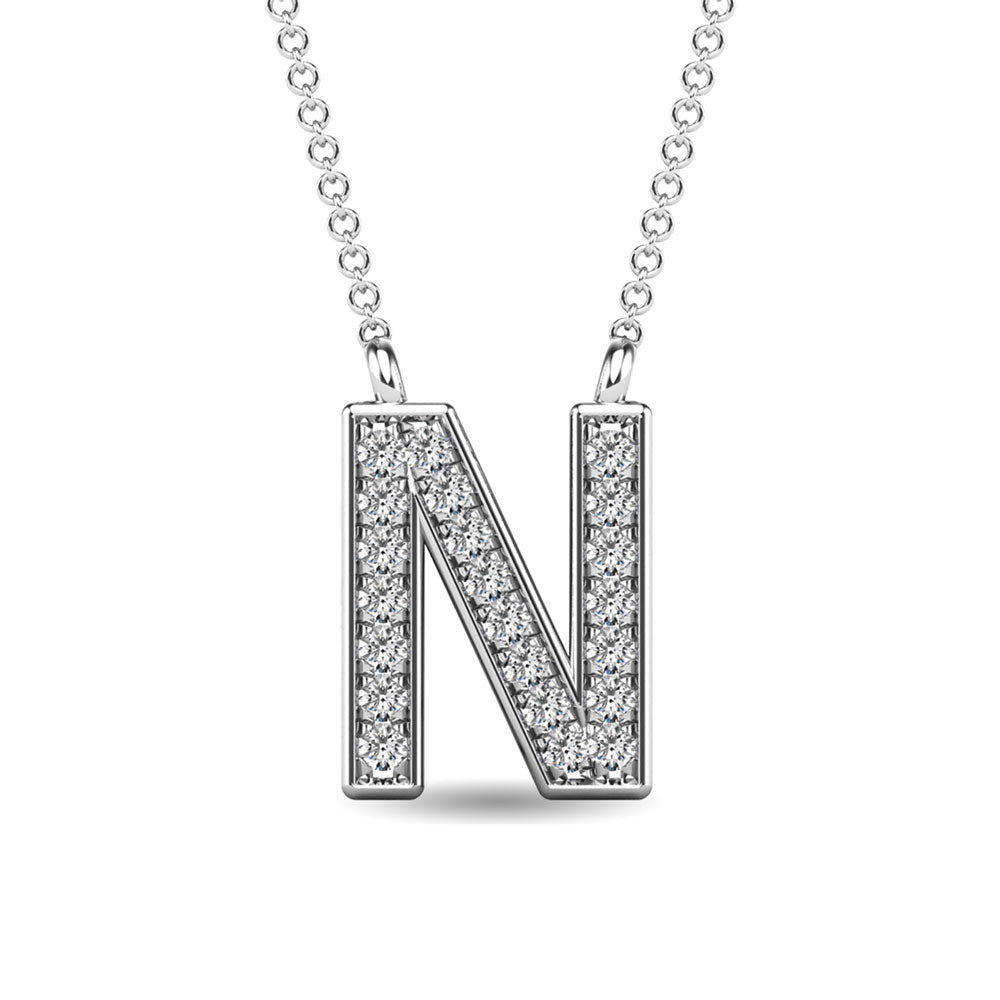 Diamond 1/20 Ct.Tw. Letter N Pendant in 10K White Gold&quot;&quot;