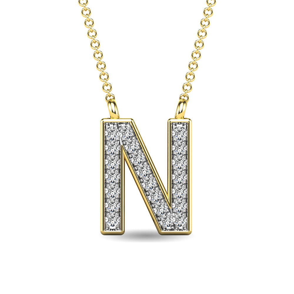 Diamond 1/20 Ct.Tw. Letter N Pendant in 10K Yellow Gold&quot;&quot;