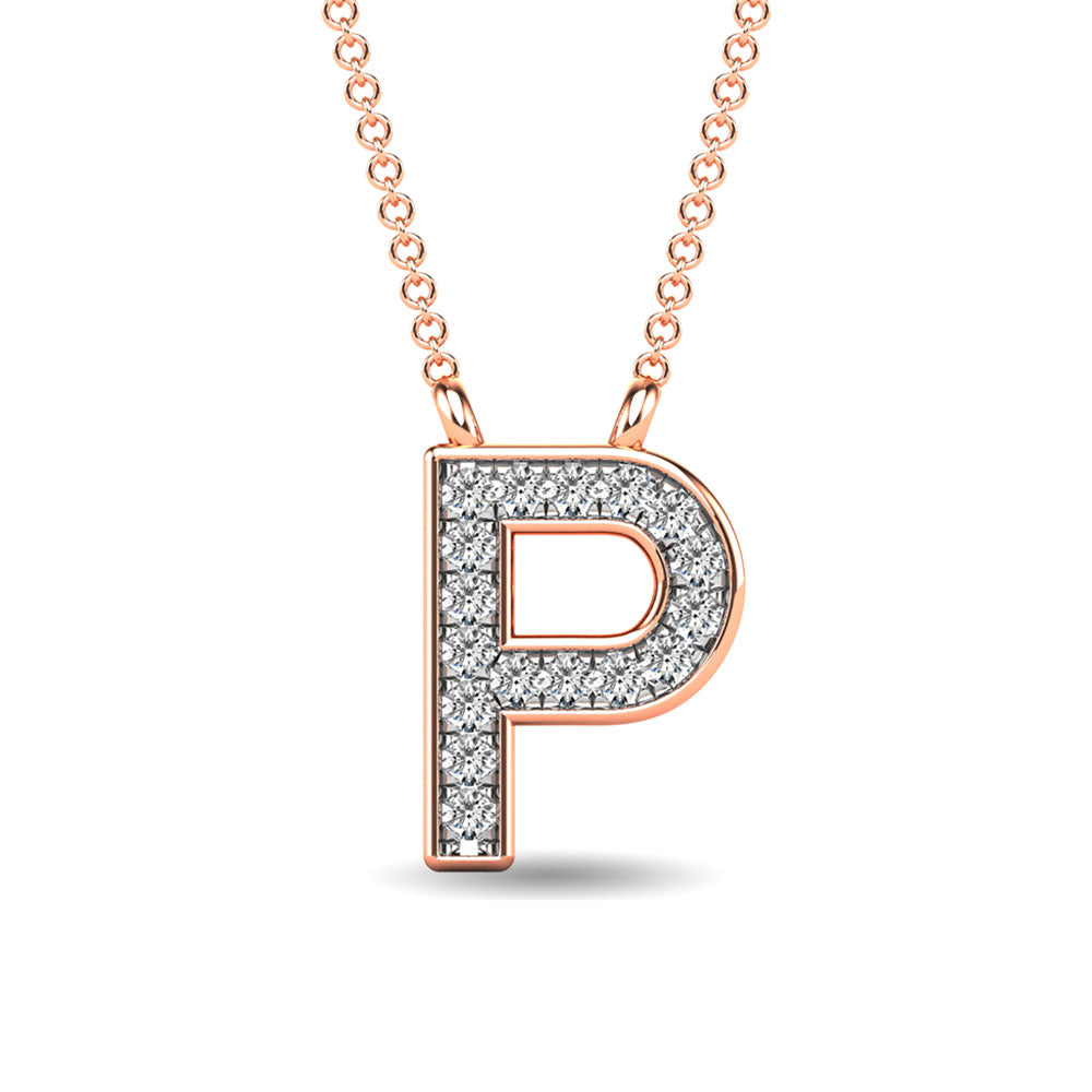 Diamond 1/20 Ct.Tw. Letter P Pendant in 10K Rose Gold&quot;&quot;