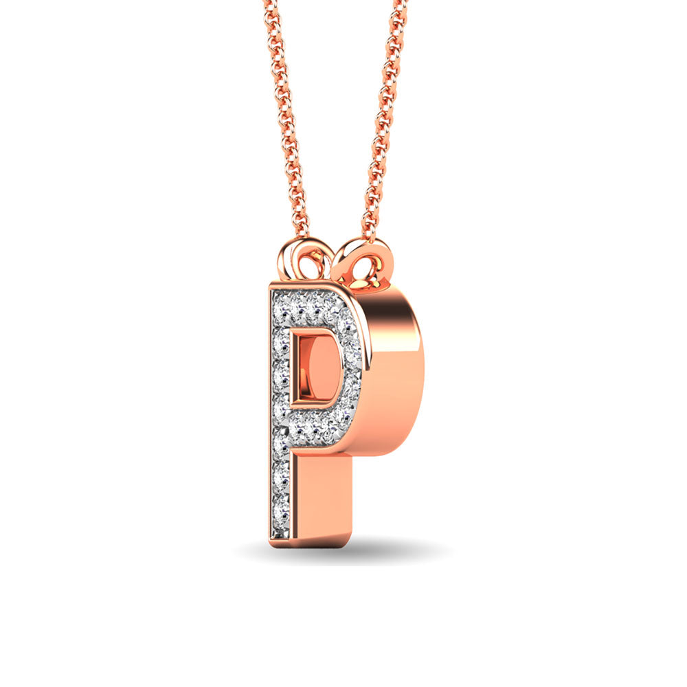 Diamond 1/20 Ct.Tw. Letter P Pendant in 10K Rose Gold&quot;&quot;