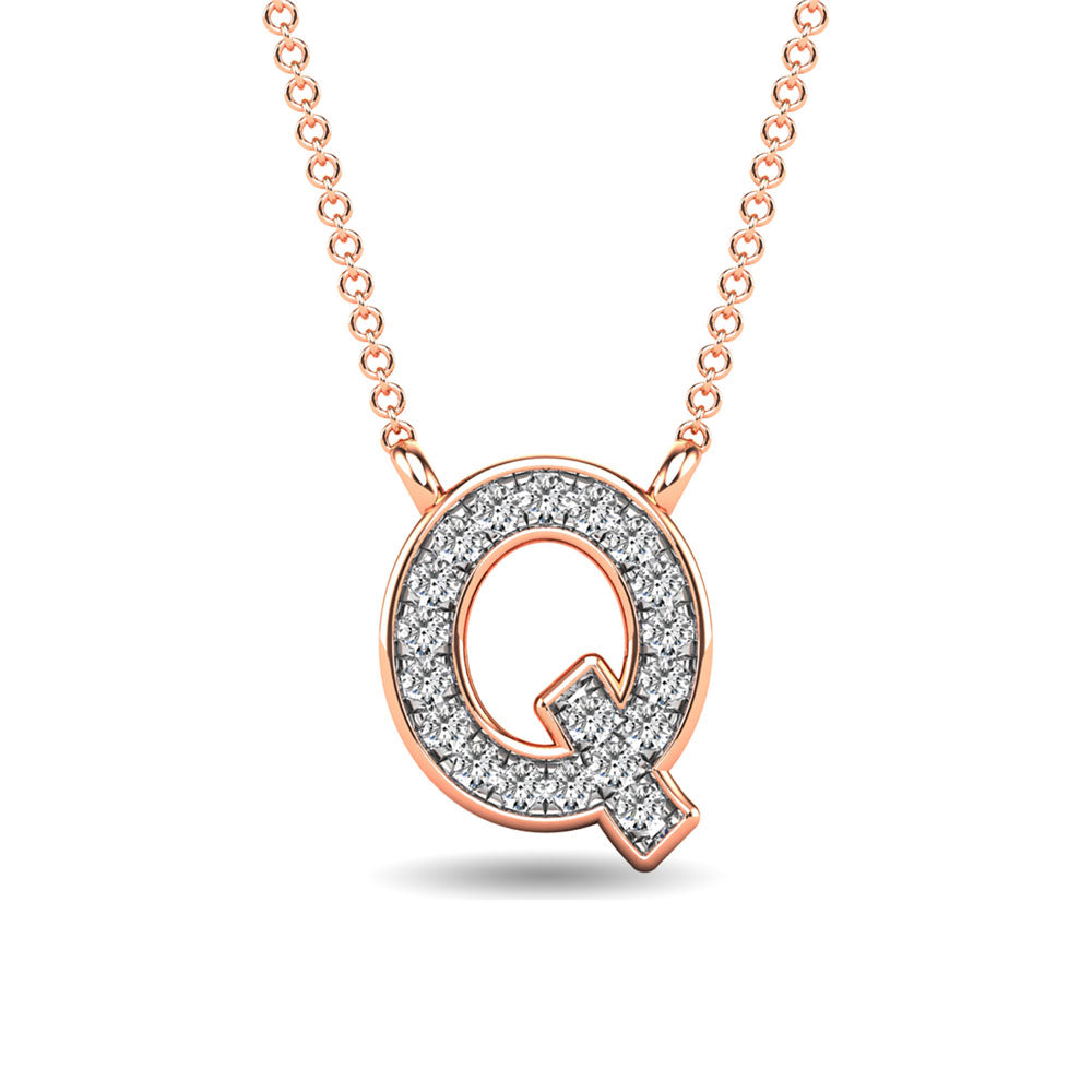 Diamond 1/20 Ct.Tw. Letter Q Pendant in 10K Rose Gold&quot;&quot;