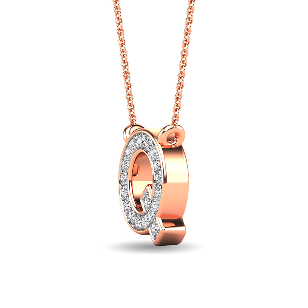 Diamond 1/20 Ct.Tw. Letter Q Pendant in 10K Rose Gold&quot;&quot;