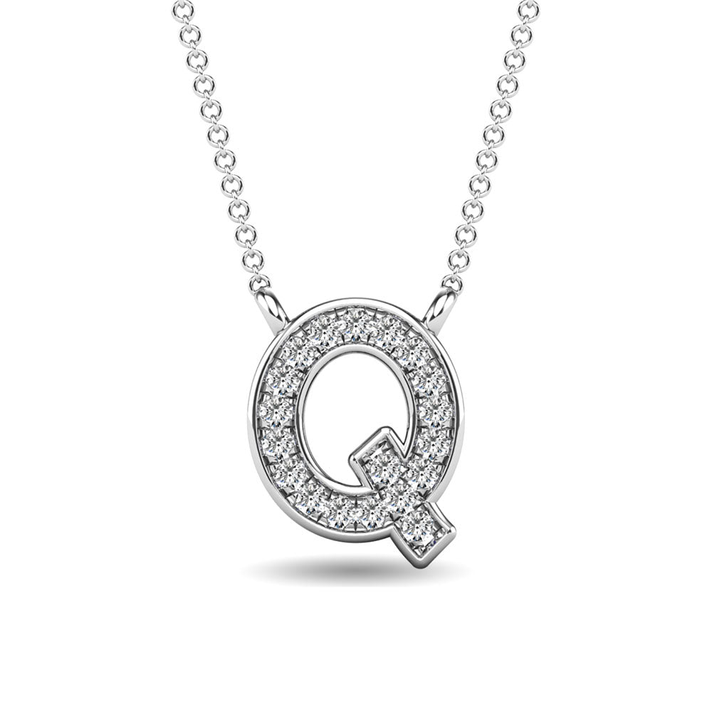 Diamond 1/20 Ct.Tw. Letter Q Pendant in 10K White Gold&quot;&quot;