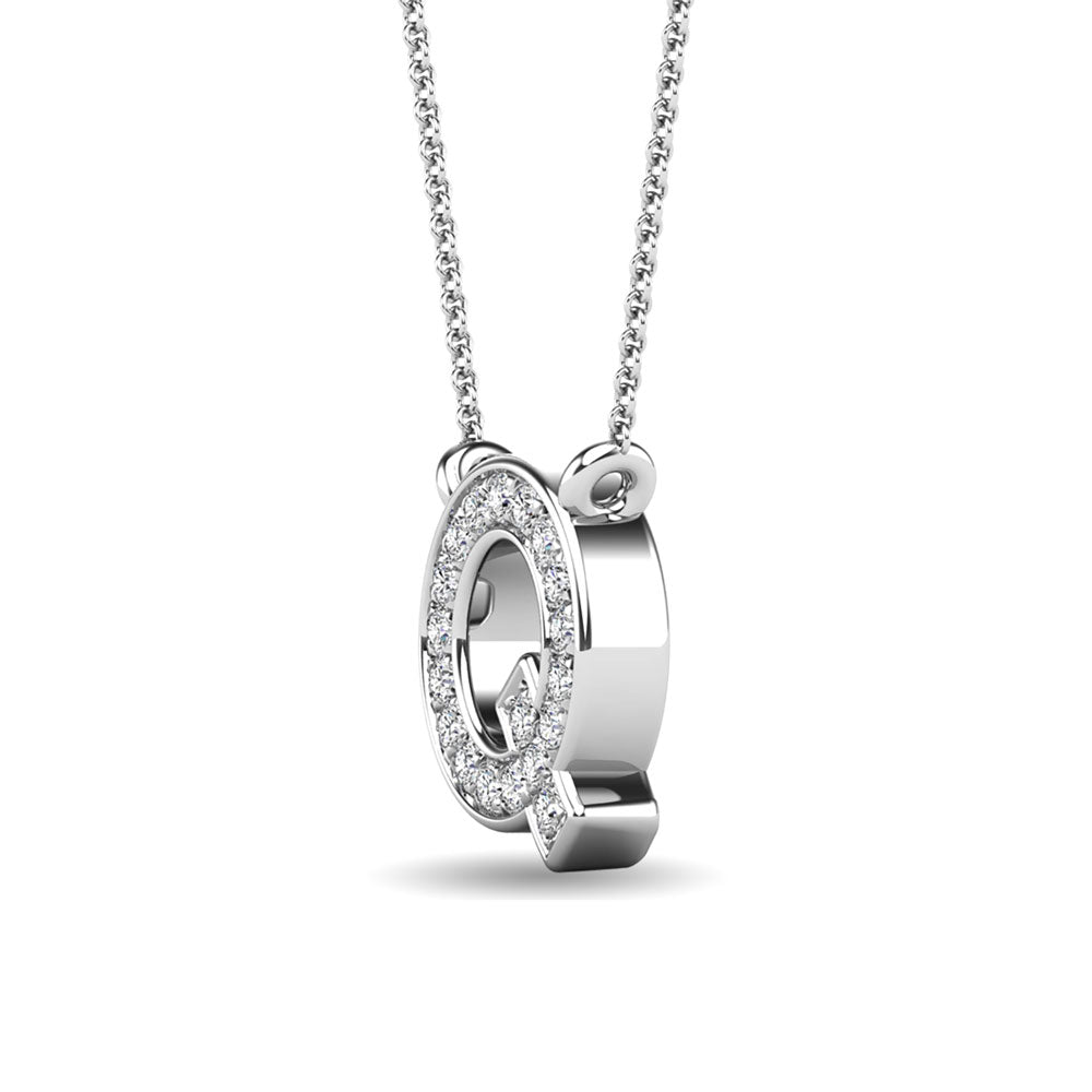 Diamond 1/20 Ct.Tw. Letter Q Pendant in 10K White Gold&quot;&quot;