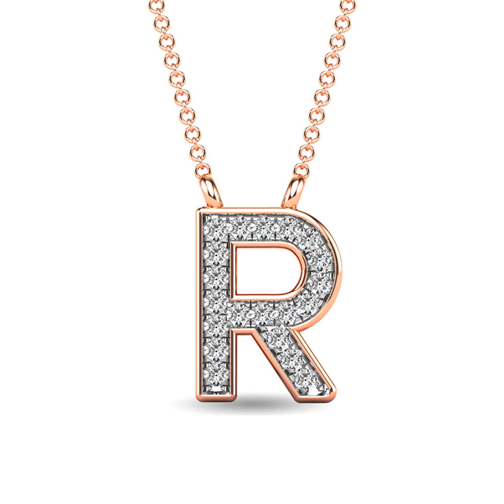 Diamond 1/20 Ct.Tw. Letter R Pendant in 10K Rose Gold&quot;&quot;