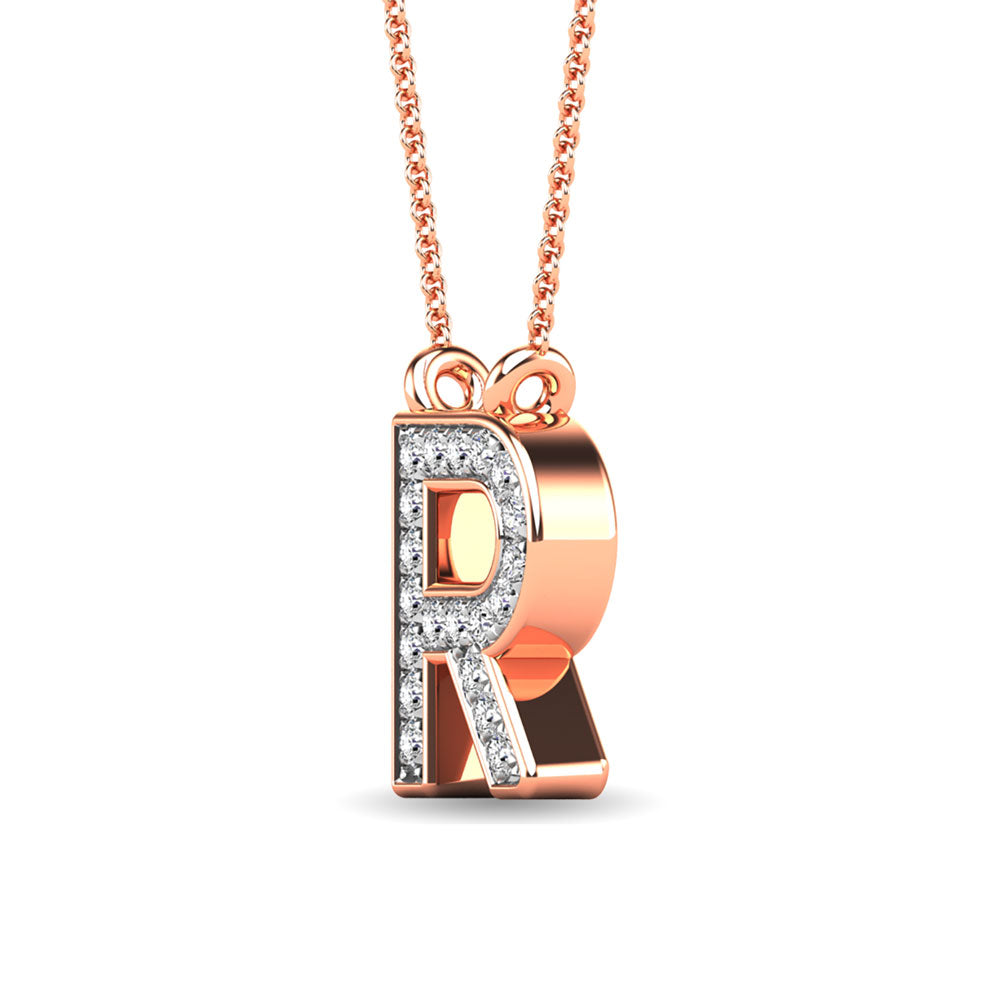 Diamond 1/20 Ct.Tw. Letter R Pendant in 10K Rose Gold&quot;&quot;