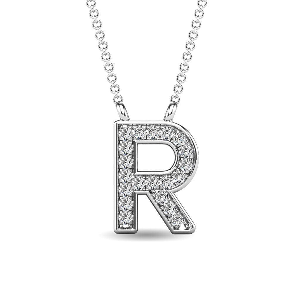 Diamond 1/20 Ct.Tw. Letter R Pendant in 10K White Gold&quot;&quot;