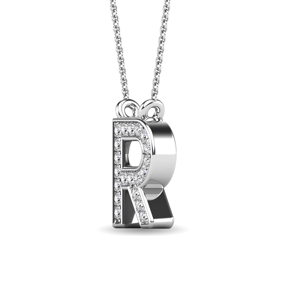 Diamond 1/20 Ct.Tw. Letter R Pendant in 10K White Gold&quot;&quot;