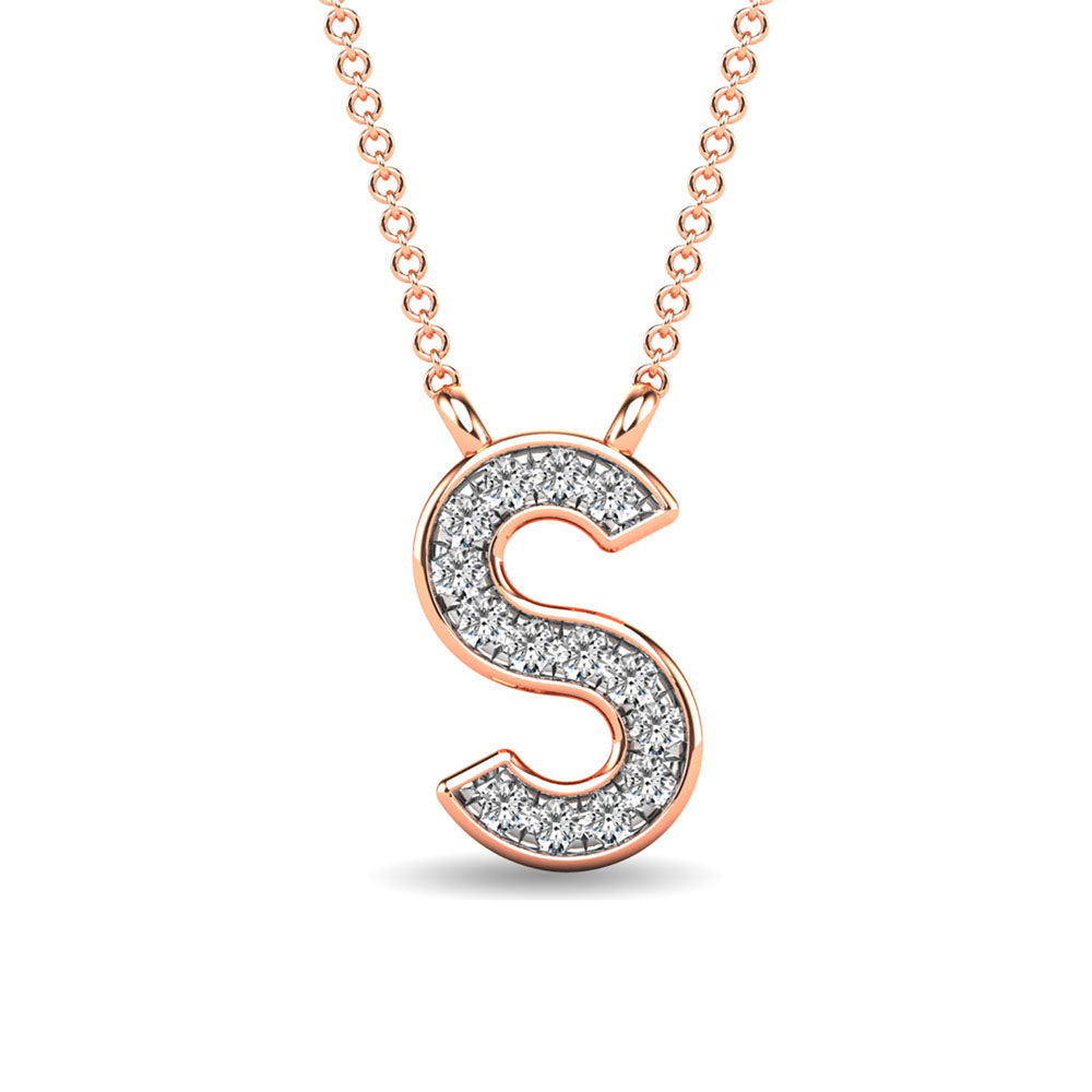 Diamond 1/20 Ct.Tw. Letter S Pendant in 10K Rose Gold&quot;&quot;