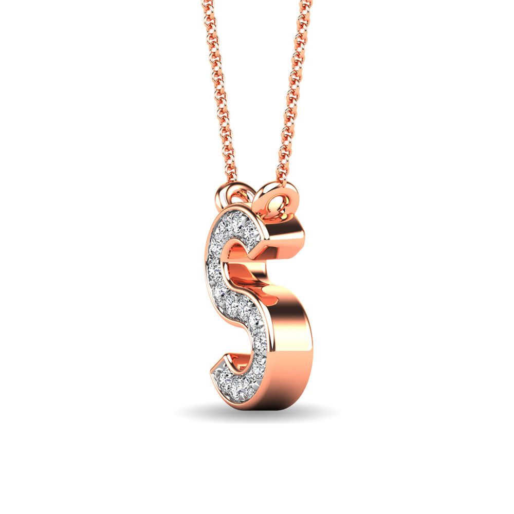 Diamond 1/20 Ct.Tw. Letter S Pendant in 10K Rose Gold&quot;&quot;