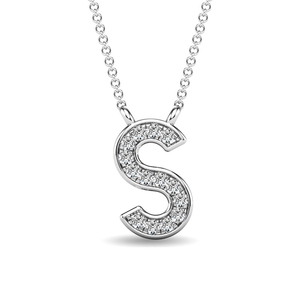 Diamond 1/20 Ct.Tw. Letter S Pendant in 10K White Gold&quot;&quot;