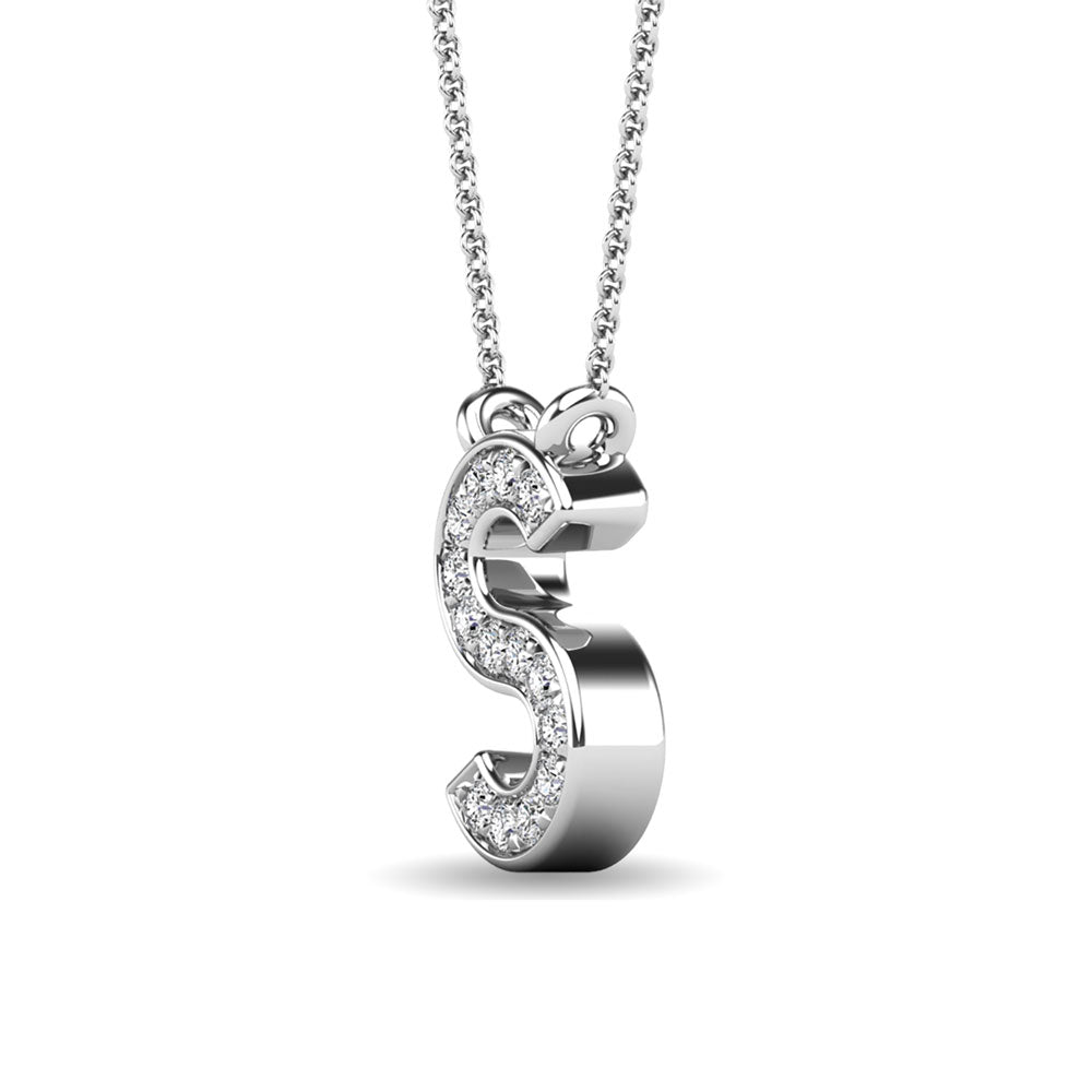 Diamond 1/20 Ct.Tw. Letter S Pendant in 10K White Gold&quot;&quot;