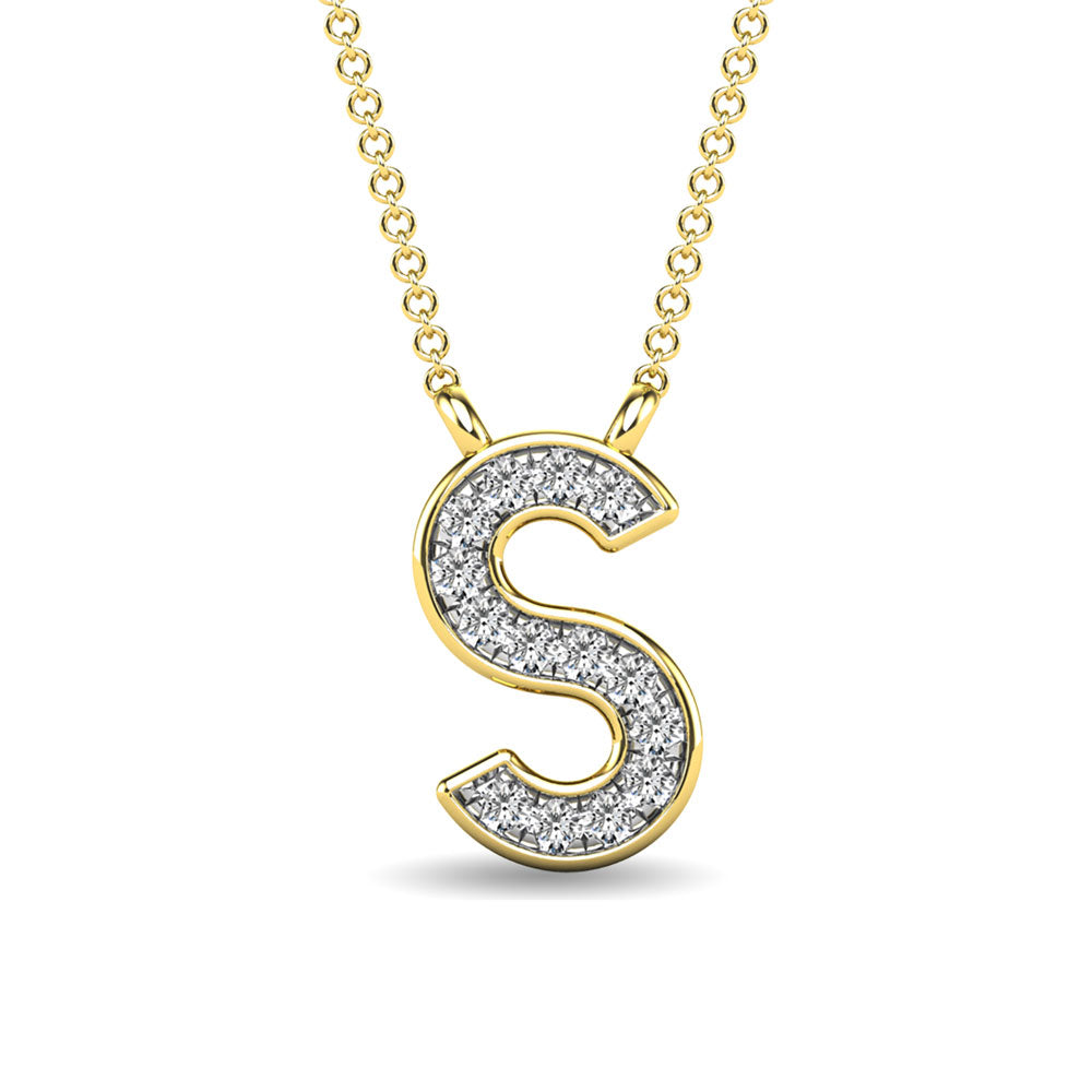 Diamond 1/20 Ct.Tw. Letter S Pendant in 10K Yellow Gold&quot;&quot;