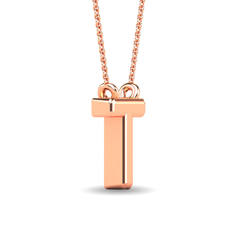 Diamond 1/20 Ct.Tw. Letter T Pendant in 10K Rose Gold&quot;&quot;