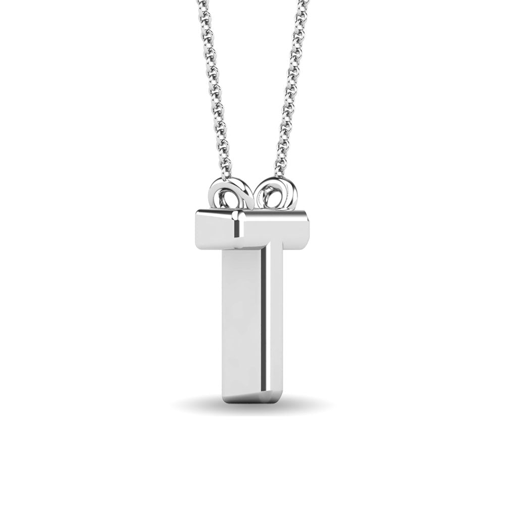 Diamond 1/20 Ct.Tw. Letter T Pendant in 10K White Gold&quot;&quot;