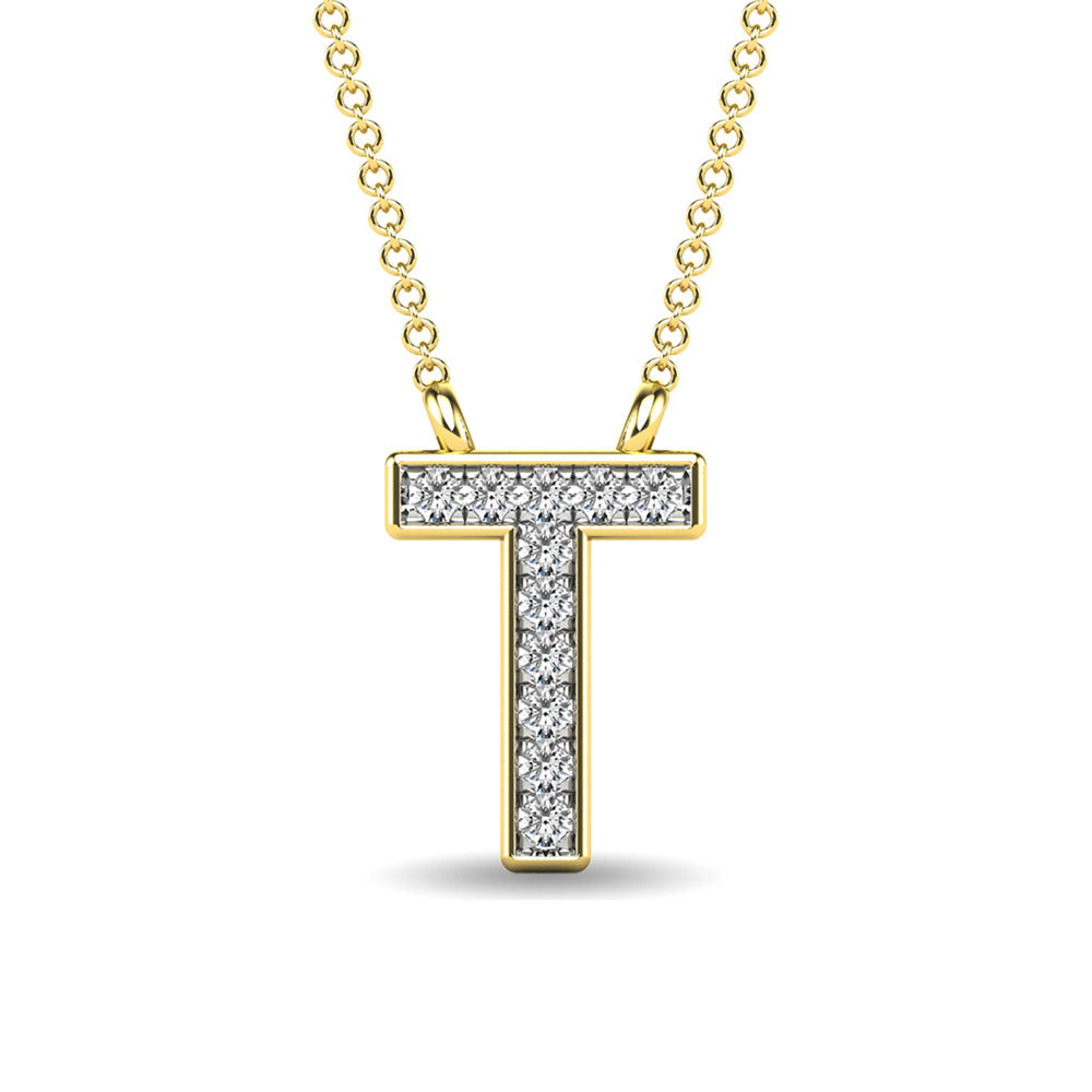 Diamond 1/20 Ct.Tw. Letter T Pendant in 10K Yellow Gold&quot;&quot;