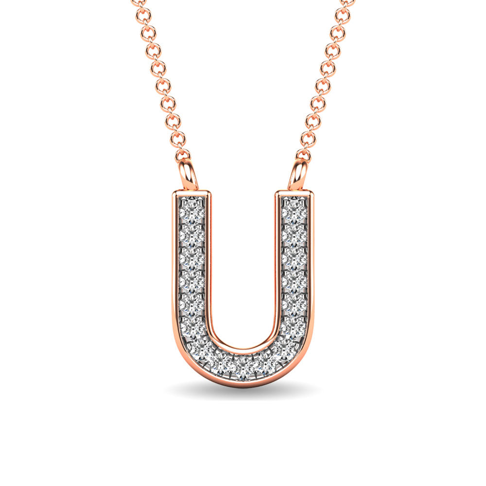 Diamond 1/20 Ct.Tw. Letter U Pendant in 10K Rose Gold&quot;&quot;