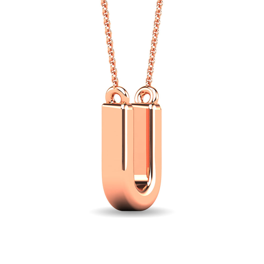 Diamond 1/20 Ct.Tw. Letter U Pendant in 10K Rose Gold&quot;&quot;