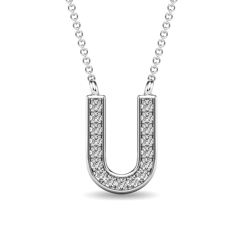 Diamond 1/20 Ct.Tw. Letter U Pendant in 10K White Gold&quot;&quot;