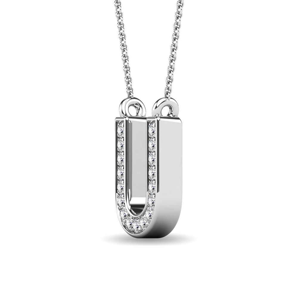 Diamond 1/20 Ct.Tw. Letter U Pendant in 10K White Gold&quot;&quot;