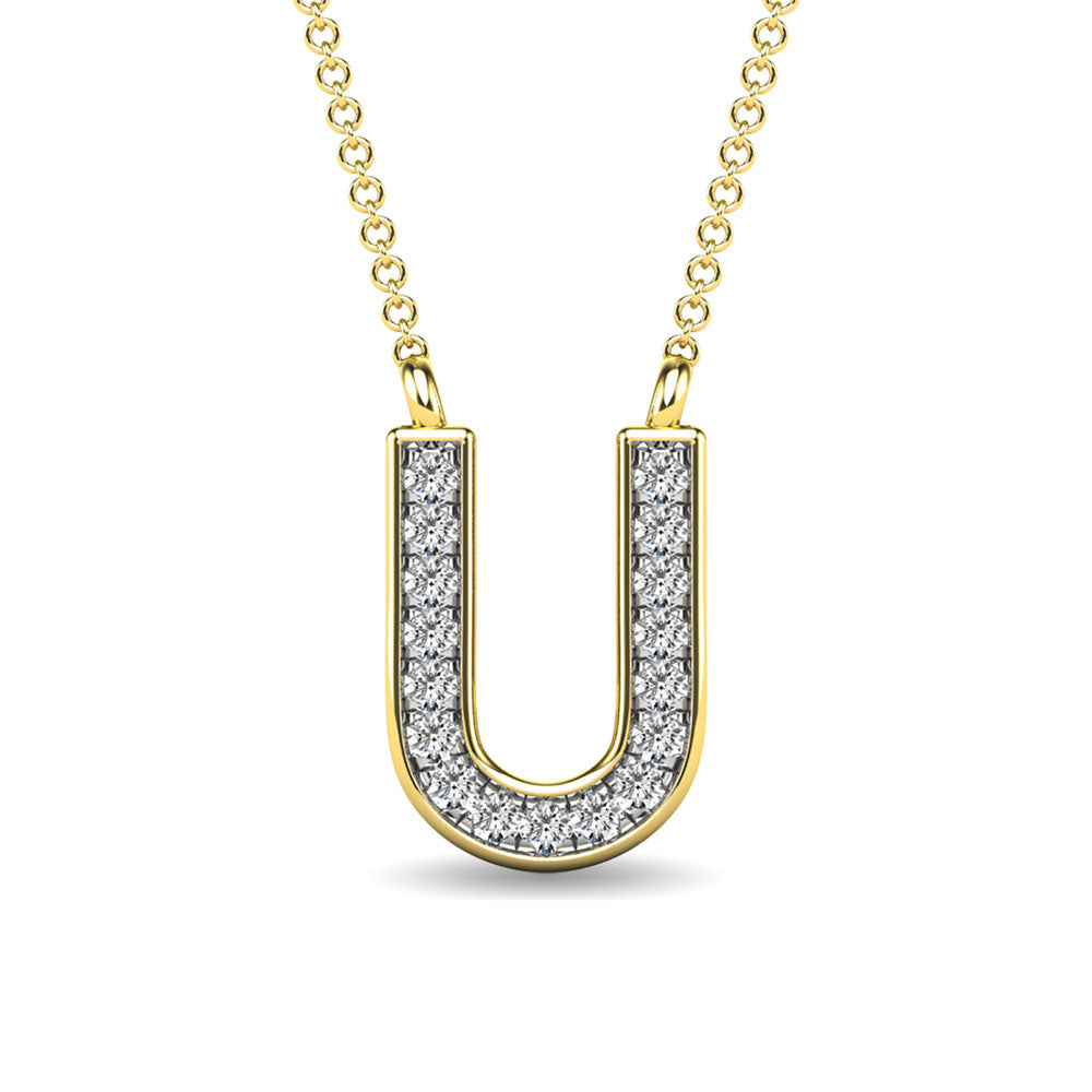 Diamond 1/20 Ct.Tw. Letter U Pendant in 10K Yellow Gold&quot;&quot;