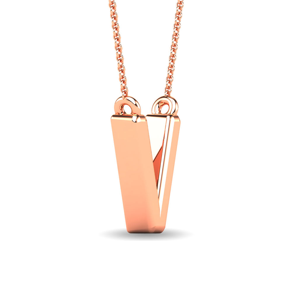 Diamond 1/20 Ct.Tw. Letter V Pendant in 10K Rose Gold&quot;&quot;