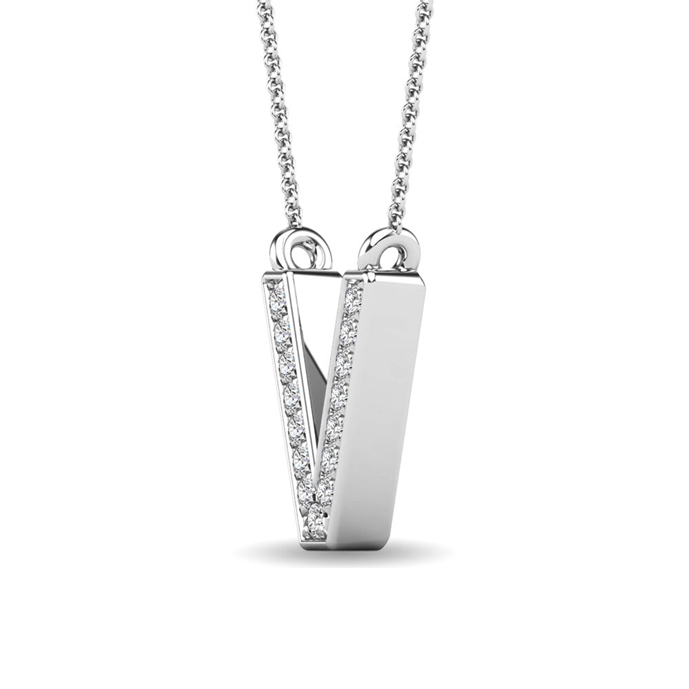 Diamond 1/20 Ct.Tw. Letter V Pendant in 10K White Gold&quot;&quot;