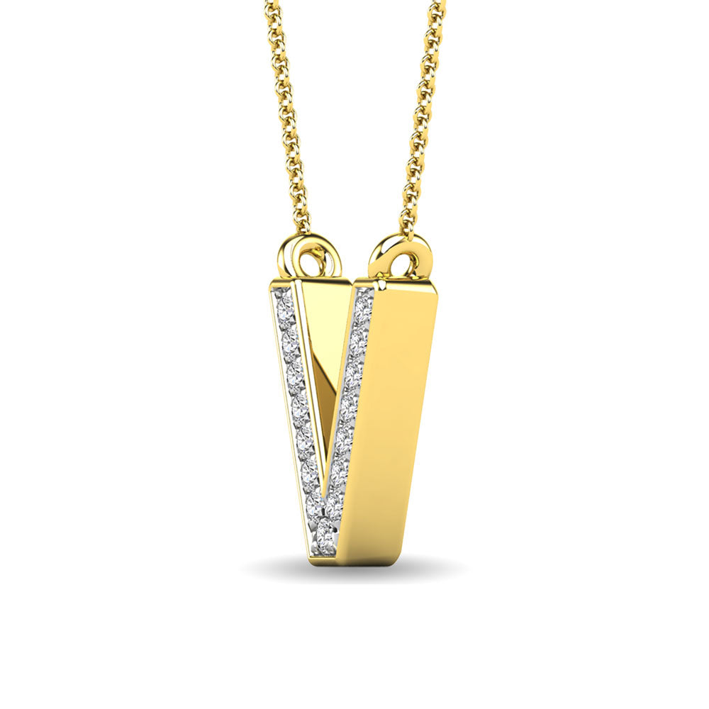 Diamond 1/20 Ct.Tw. Letter V Pendant in 10K Yellow Gold&quot;&quot;