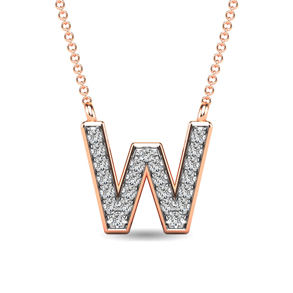 Diamond 1/20 Ct.Tw. Letter W Pendant in 10K Rose Gold&quot;&quot;