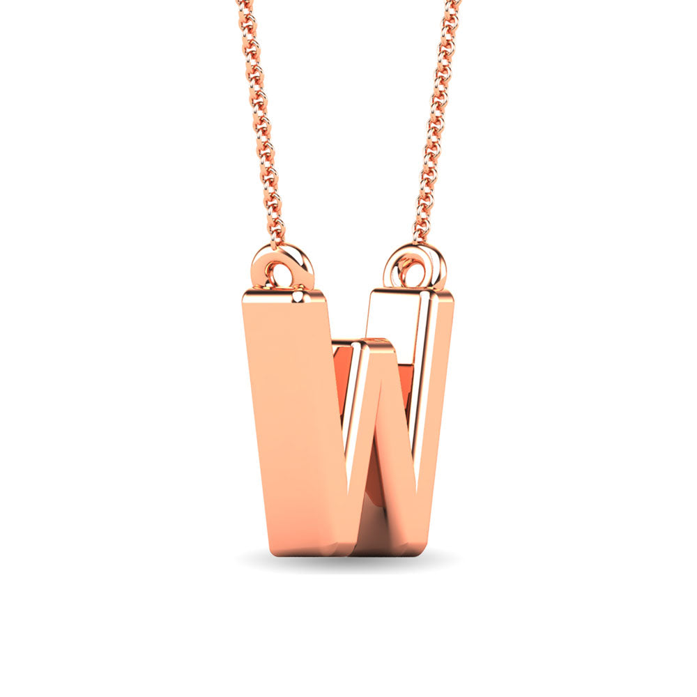 Diamond 1/20 Ct.Tw. Letter W Pendant in 10K Rose Gold&quot;&quot;