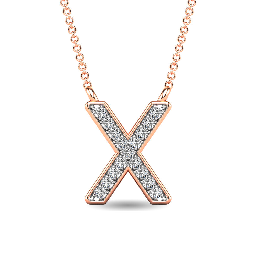 Diamond 1/20 Ct.Tw. Letter X Pendant in 10K Rose Gold&quot;&quot;