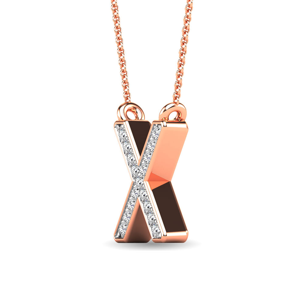 Diamond 1/20 Ct.Tw. Letter X Pendant in 10K Rose Gold&quot;&quot;