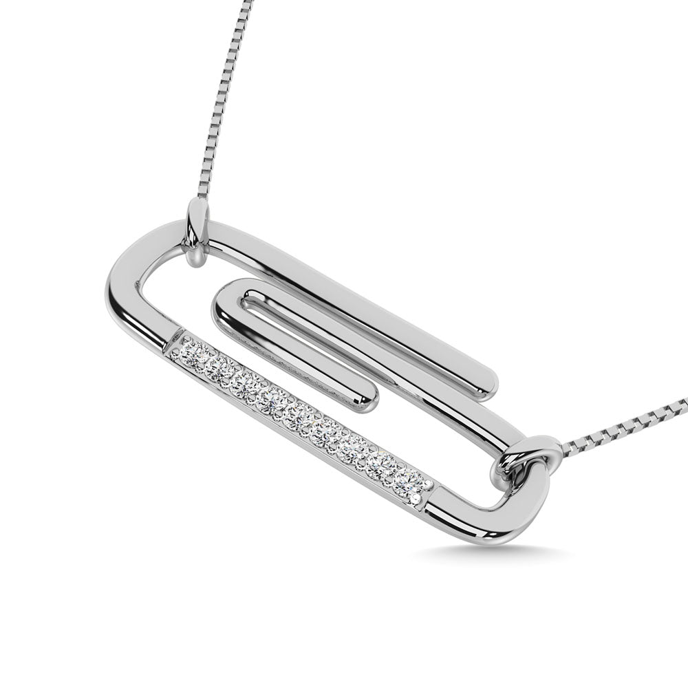 Diamond 1/20 Ct.Tw. Paper Clip Necklace in 925 Silver