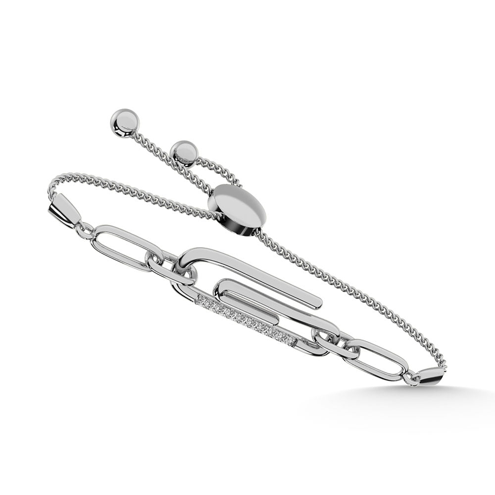 Diamond 1/20 Ct.Tw. Paper Clip Bracelet in 925 Silver