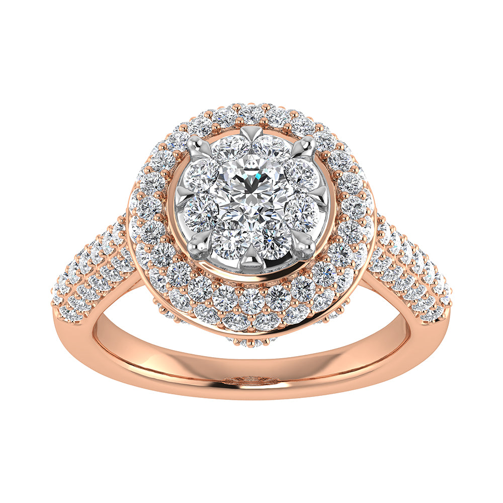 14K Rose Gold 2 Ct.Tw. Diamond Halo Engagement Ring