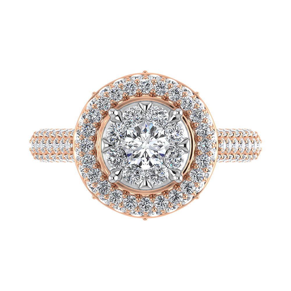 14K Rose Gold 2 Ct.Tw. Diamond Halo Engagement Ring