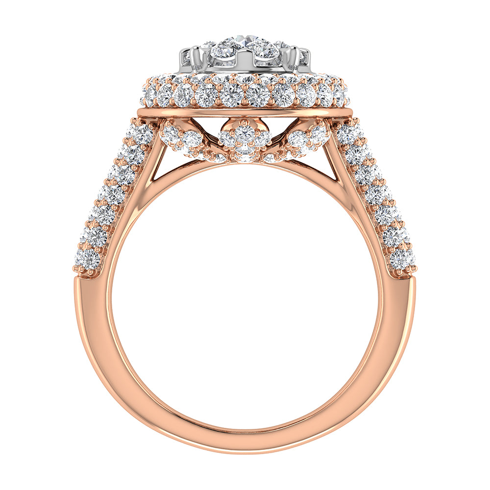 14K Rose Gold 2 Ct.Tw. Diamond Halo Engagement Ring