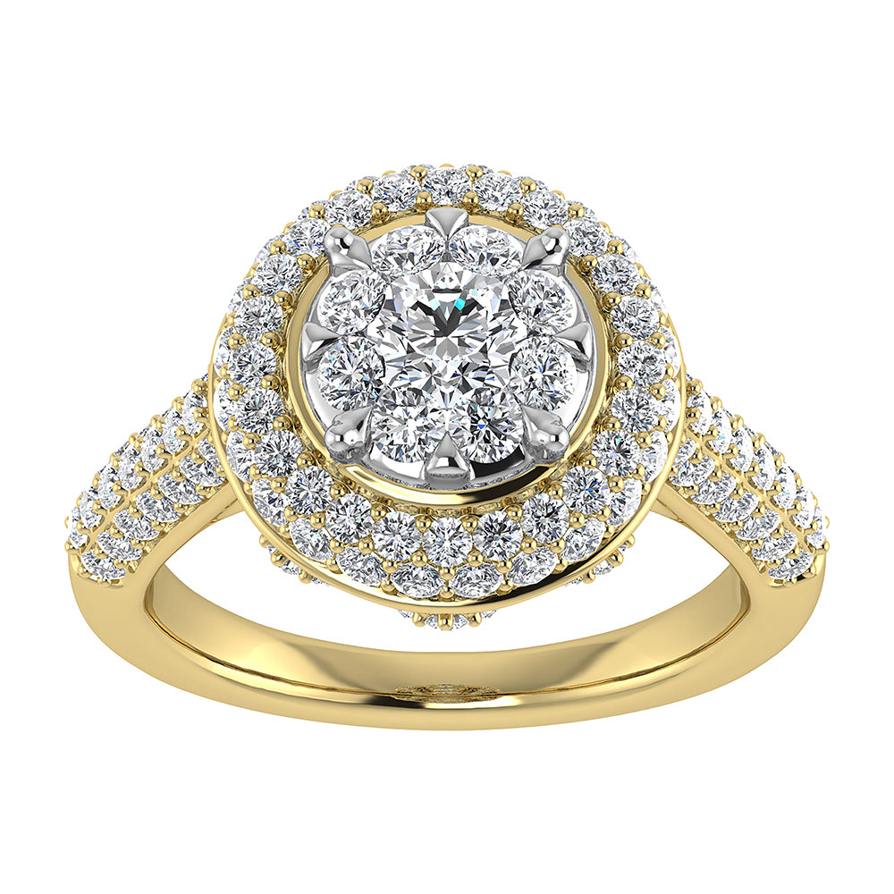 14K Yellow Gold 2 Ct.Tw. Diamond Halo Engagement Ring