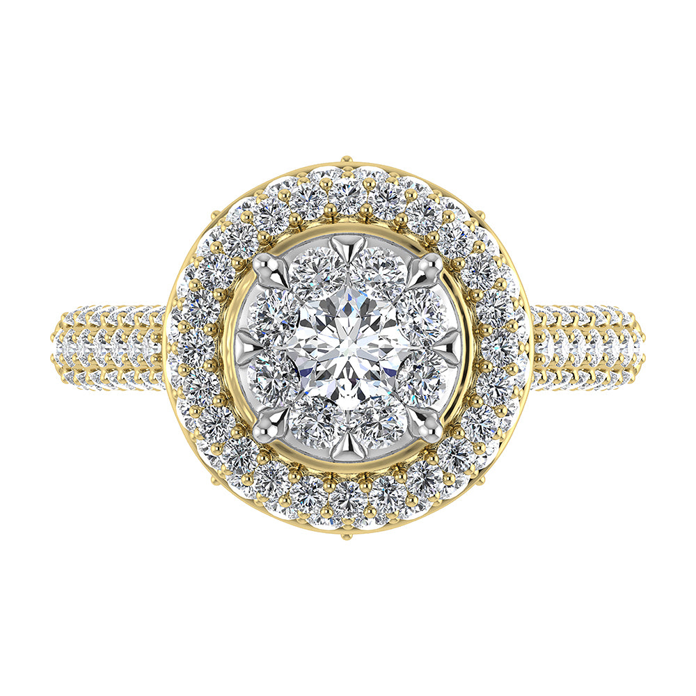 14K Yellow Gold 2 Ct.Tw. Diamond Halo Engagement Ring