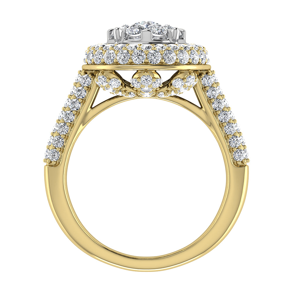 14K Yellow Gold 2 Ct.Tw. Diamond Halo Engagement Ring