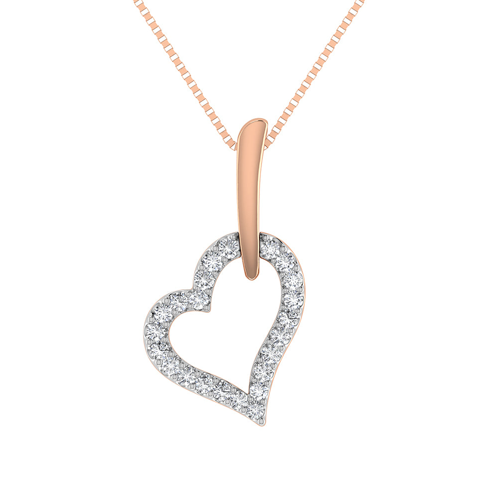 10K Rose Gold 1/10 Ct.Tw. Diamond Heart Pendant