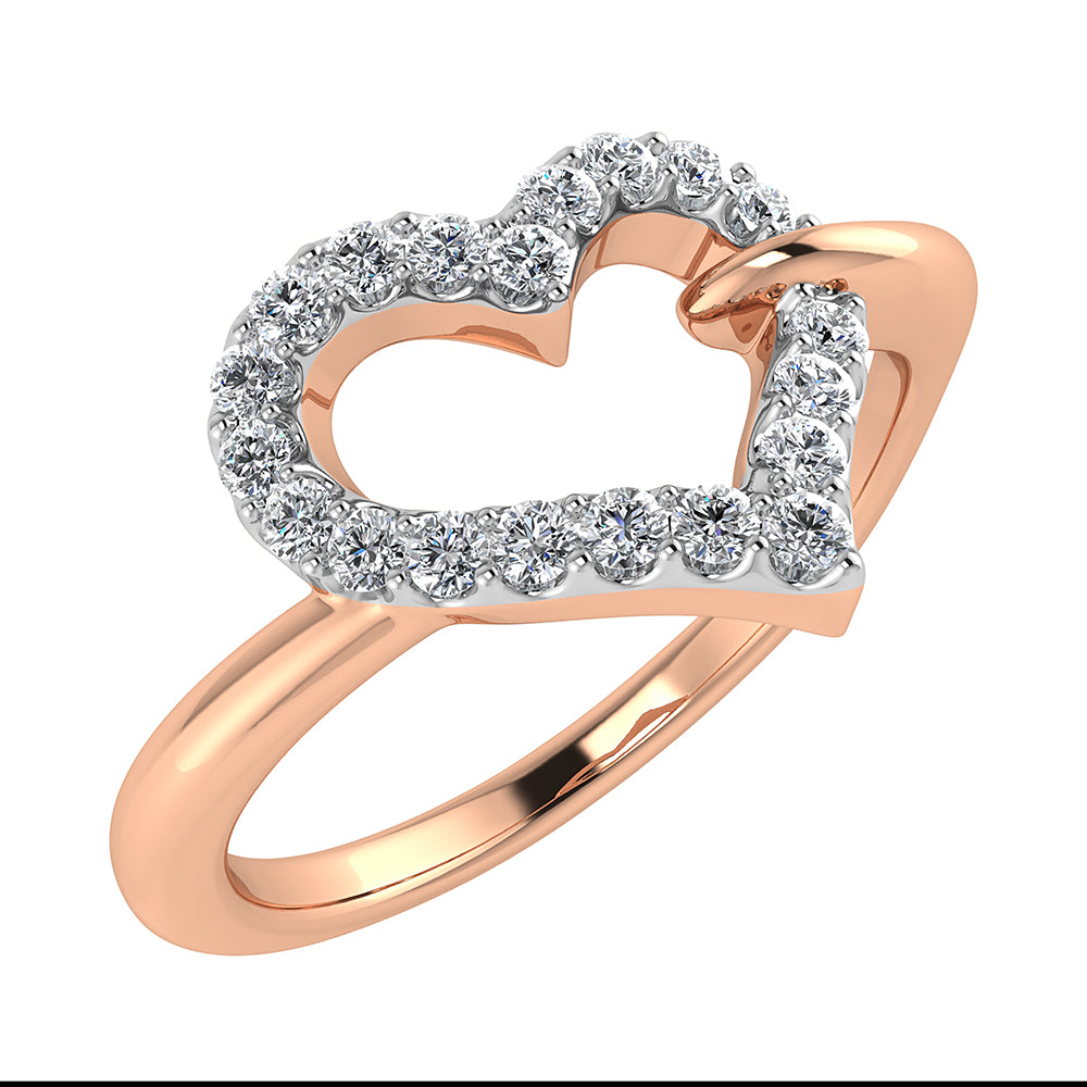 10K Rose Gold 1/6 Ct.Tw. Diamond Heart Ring