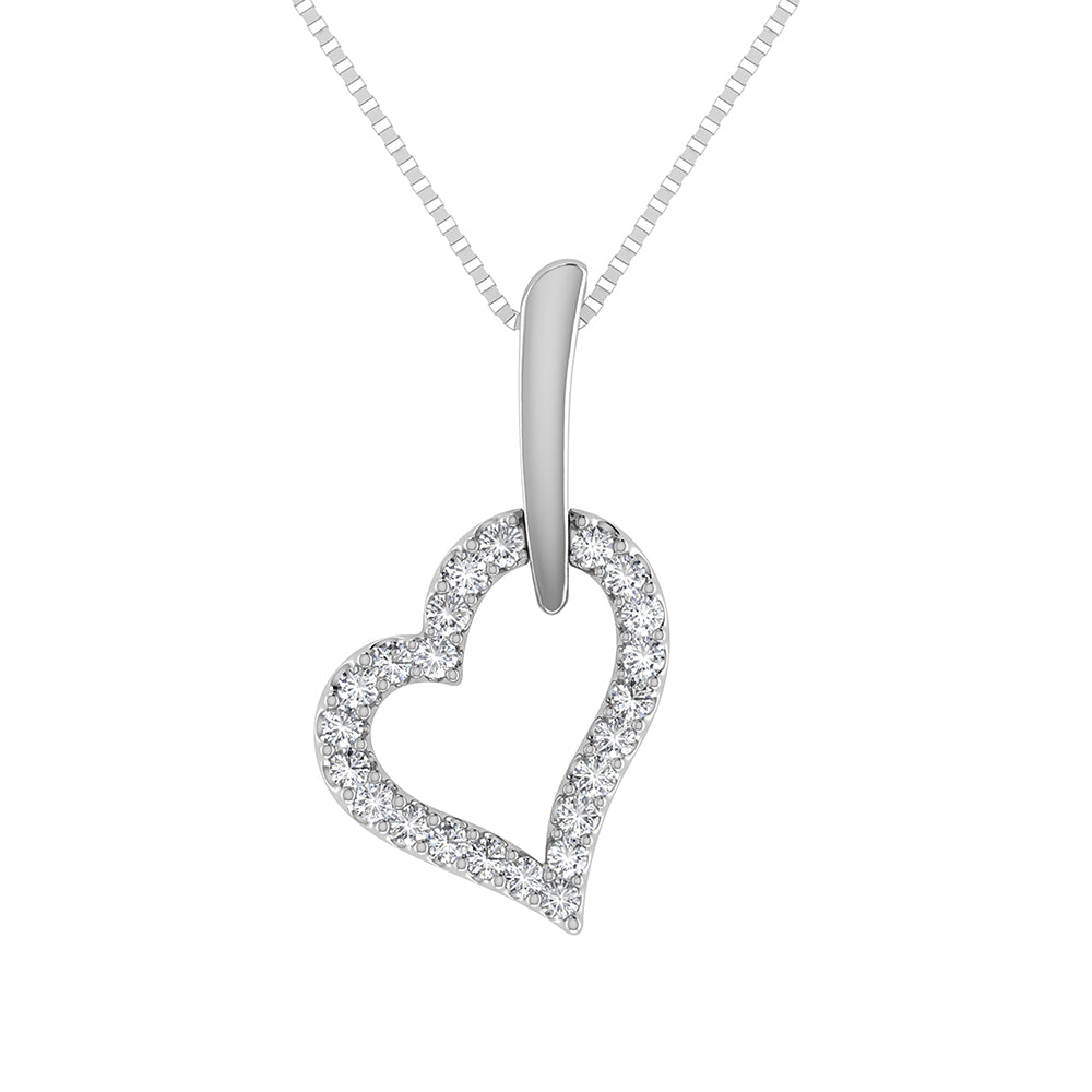 10K White Gold 1/10 Ct.Tw. Diamond Heart Pendant