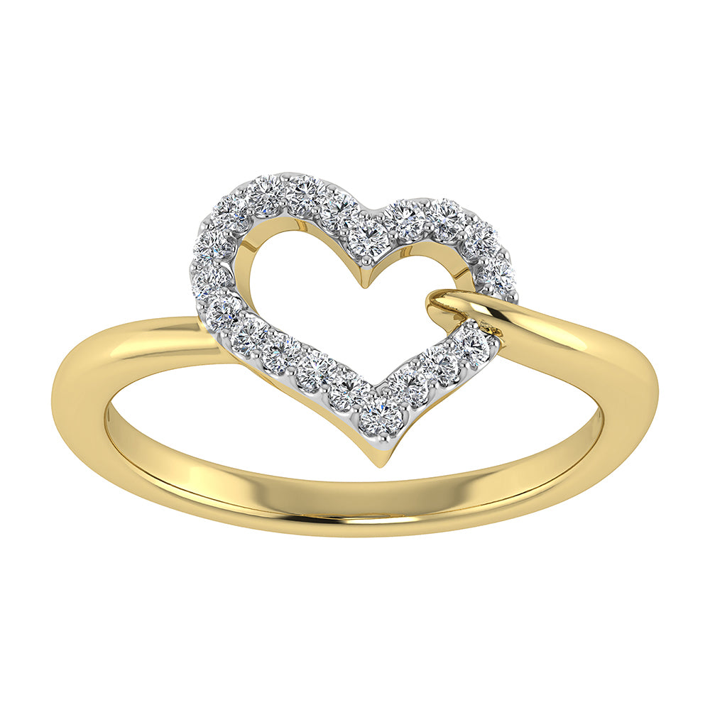 10K Yellow Gold 1/6 Ct.Tw. Diamond Heart Ring