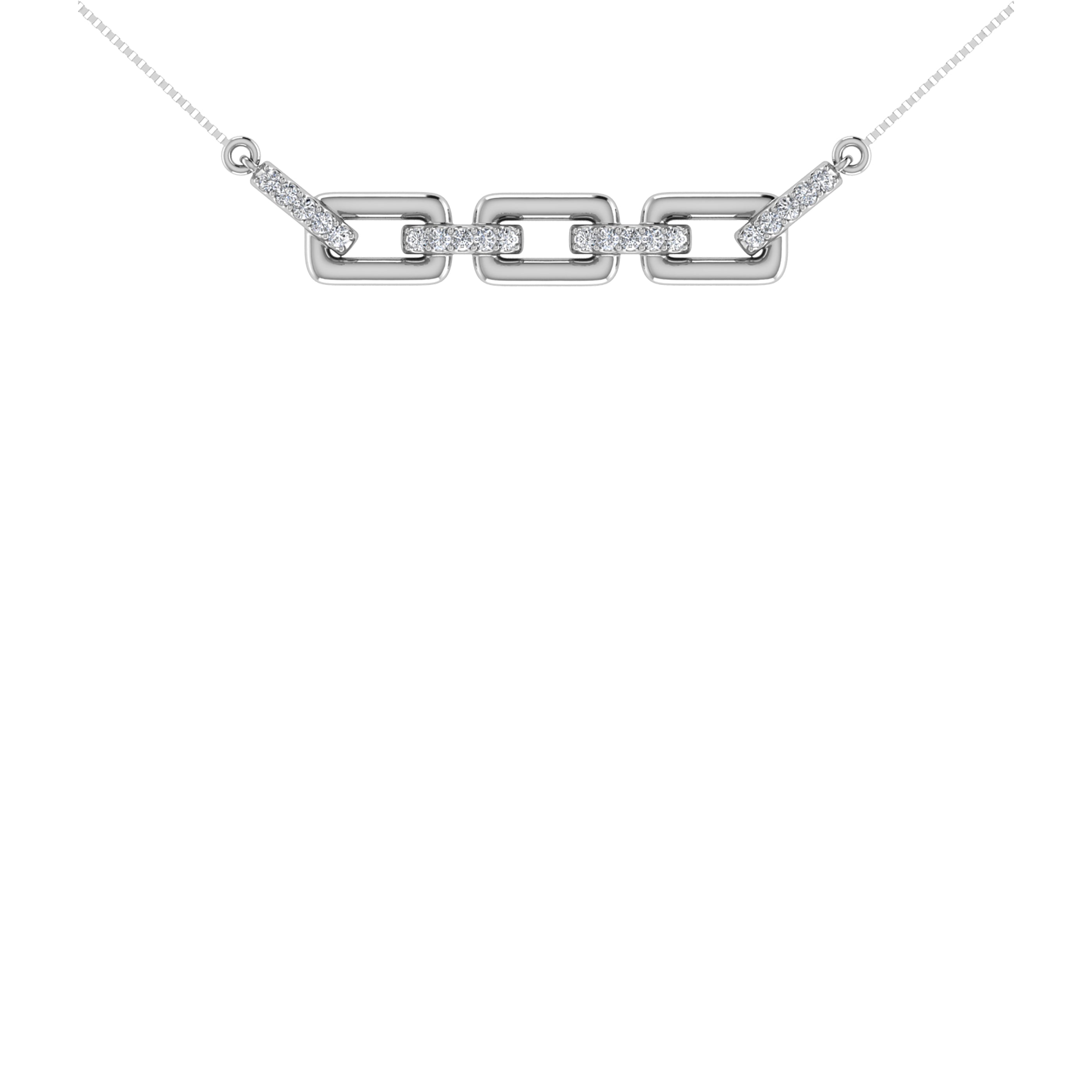 10K White Gold 1/10 Ct.Tw. Diamond Cuban Link Necklace